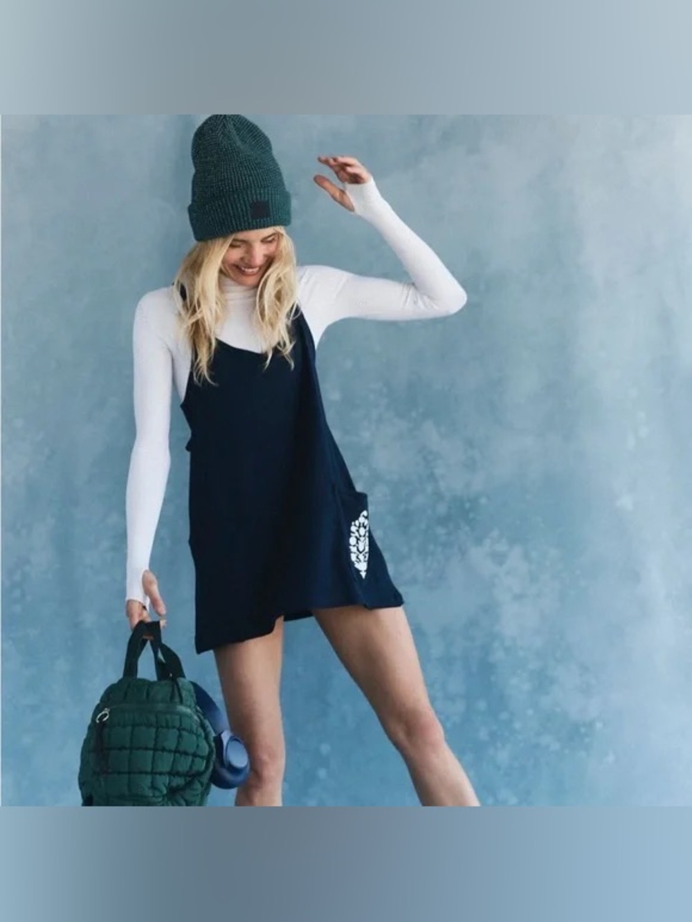 Free People Movement Hot Shot Logo Mini Dress - Midnight Navy